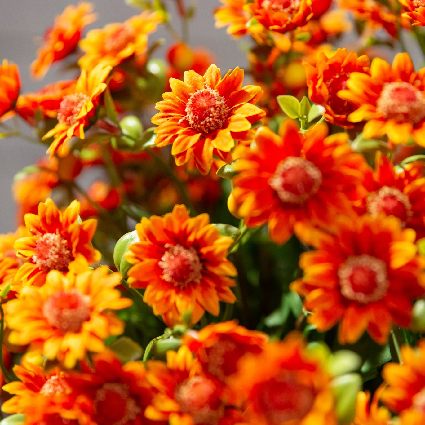 🌼Artificial Outdoor Sunset Mums Flowers | UV Resistant, Fade Resistant & No Watering Needed