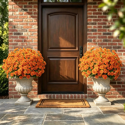 🌼Artificial Outdoor Sunset Mums Flowers | UV Resistant, Fade Resistant & No Watering Needed