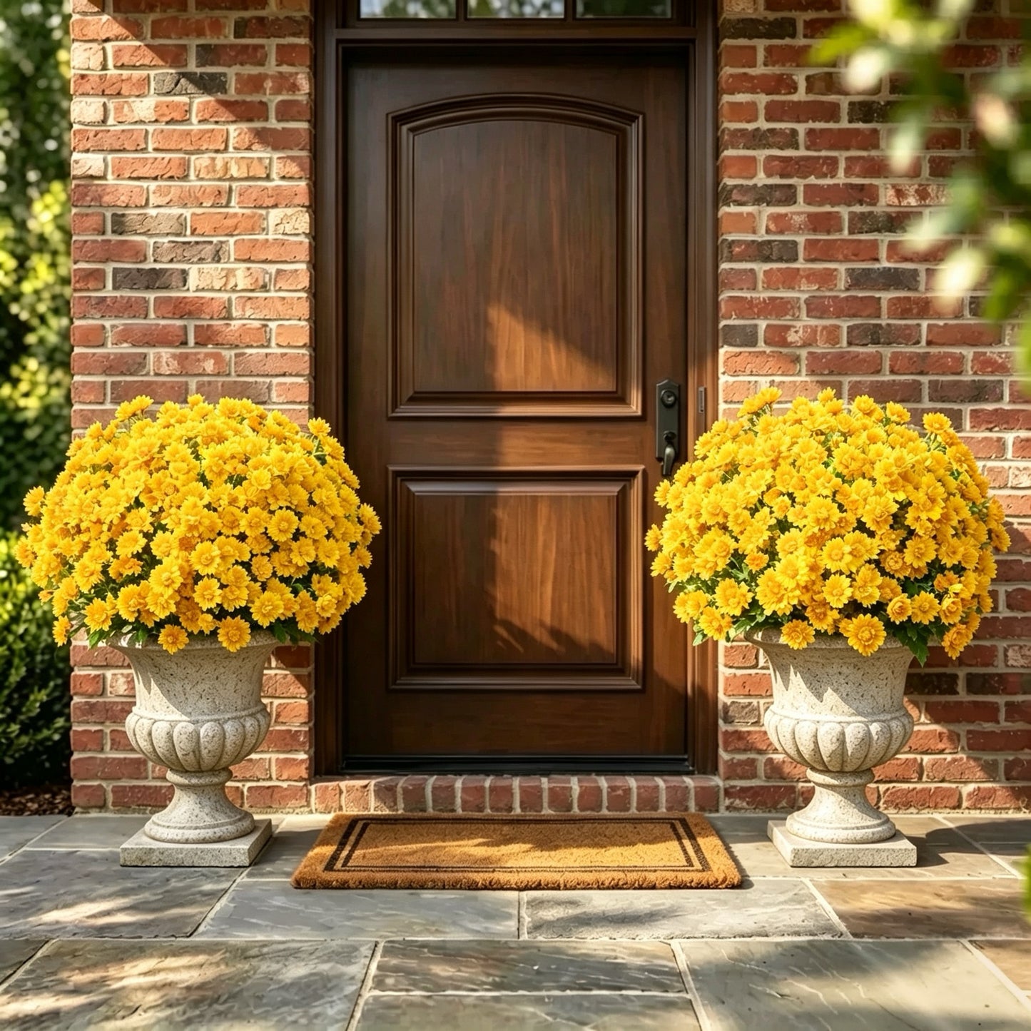🌼Artificial Outdoor Sunset Mums Flowers | UV Resistant, Fade Resistant & No Watering Needed
