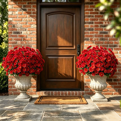 🌼Artificial Outdoor Sunset Mums Flowers | UV Resistant, Fade Resistant & No Watering Needed