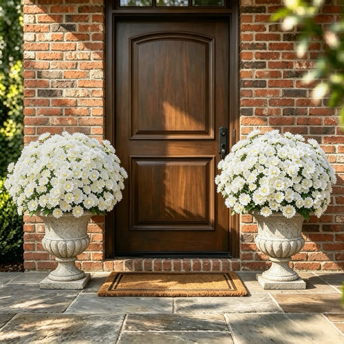 🌼Artificial Outdoor Sunset Mums Flowers | UV Resistant, Fade Resistant & No Watering Needed